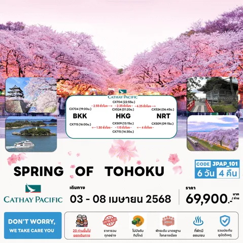 ทัวร์ญี่ปุ่น SPRING OF FUJI &TOHOKU 6วัน 4คืน (CX)