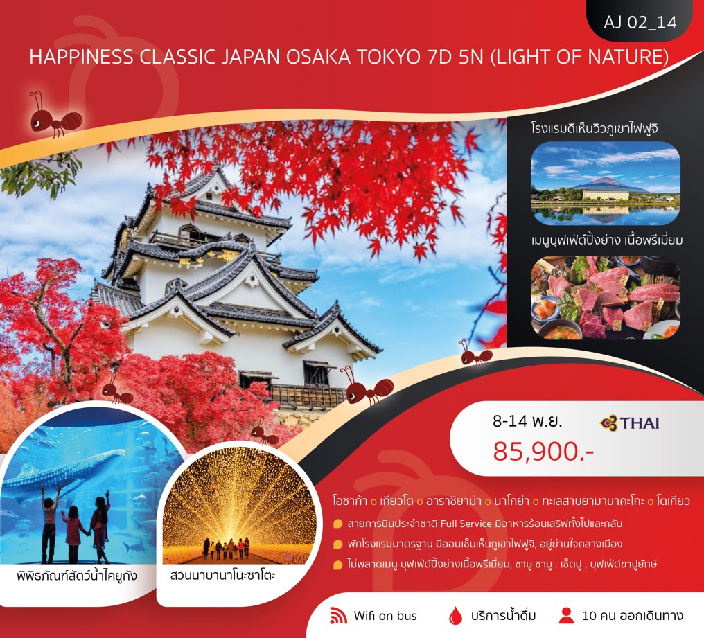 ทัวร์ญี่ปุ่น HAPPINESS CLASSIC JAPAN OSAKA TOKYO 7วัน 5คืน (TG)