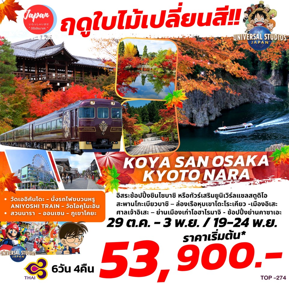 ทัวร์ญี่ปุ่น KOYASAN OSAKA KYOTO NARA 6วัน 4คืน (TG)